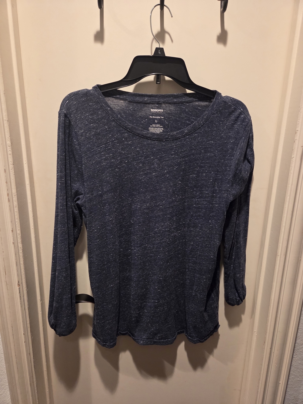 Sonoma Heathered Navy Blue Long-Sleeve Crew Tee